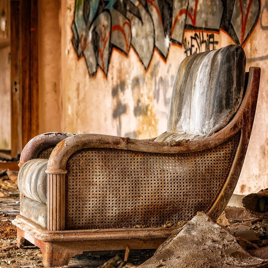 chair, furniture, lost places, old, seating, decay, broken, pforphoto, the atmosphere, transience, graffiti, old building, empty, clutter, dirt, destruction, ailing, dilapidated, shabby, to sit, relax, comfortable, abandoned places, chair, chair, chair, chair, chair, furniture, furniture, graffiti